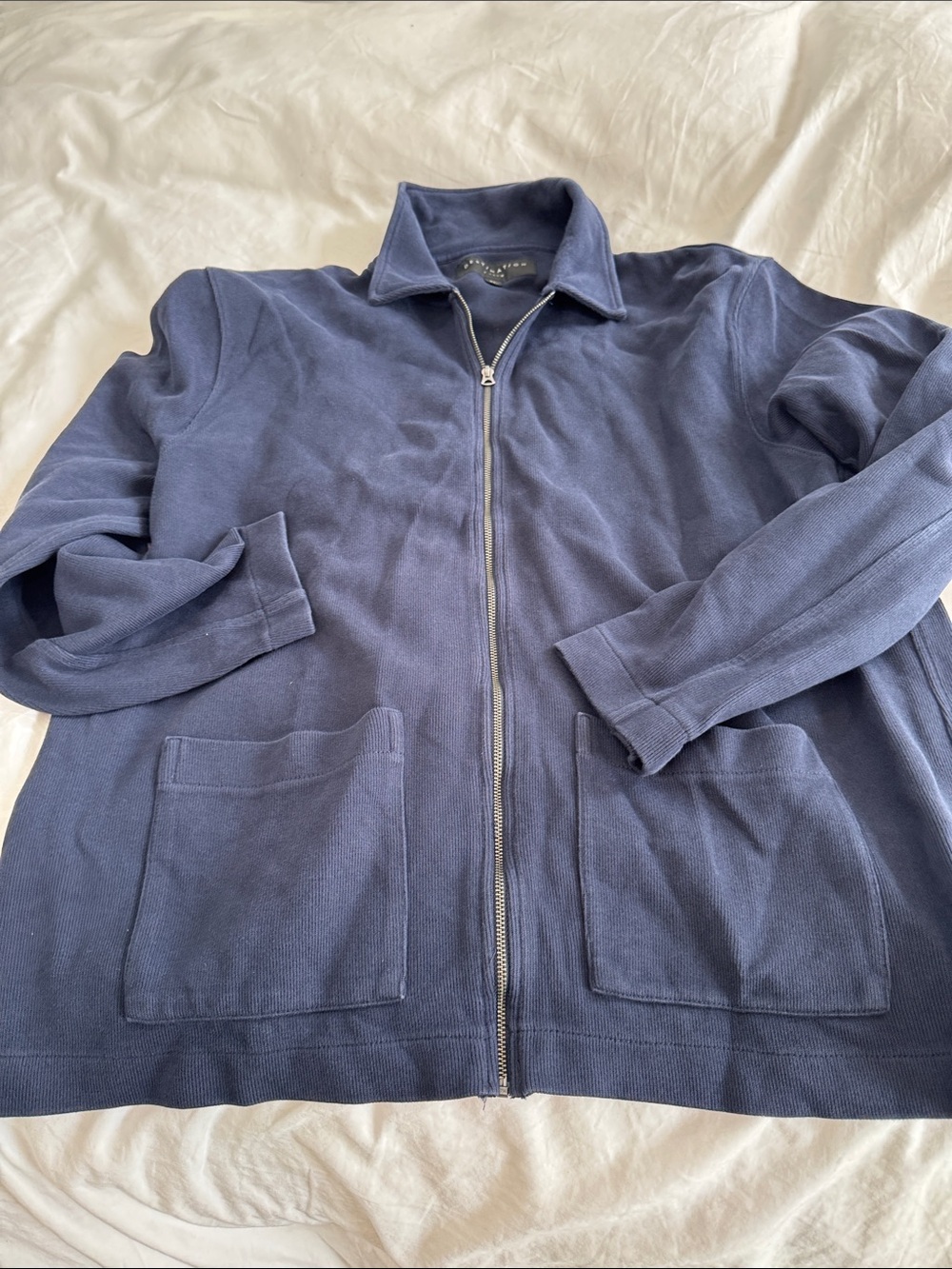 J Crew Men's Navy Zip-Front Sweater Jacket